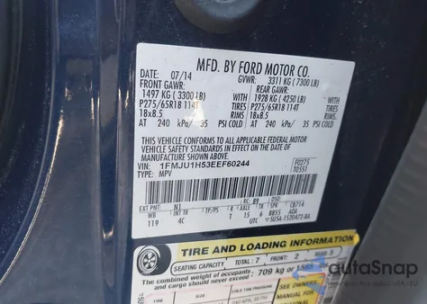 2014 Ford Expedition Xlt from USA, damaged, VIN 1FMJU1H53EEF60244